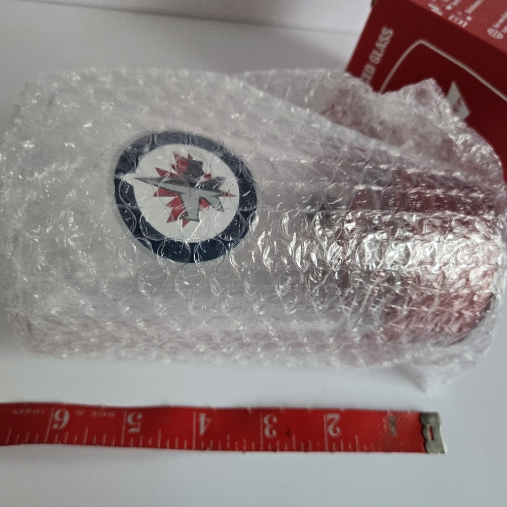 ADVERTISING BUDWEISER BEER & JETS HOCKEY DRINKING GLASS - Picture 6 of 9
